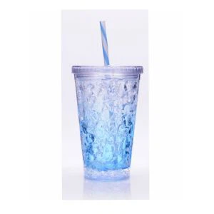 Caneca de festa de plástico de parede dupla de 450ml com gel de congelamento