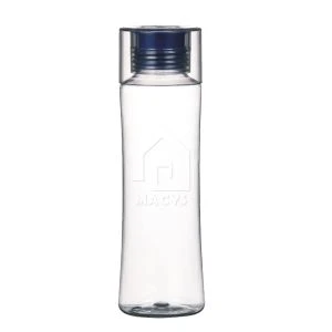 Garrafa de água fina de plástico de 650 ml com bico de silicone e tampa superior transparente